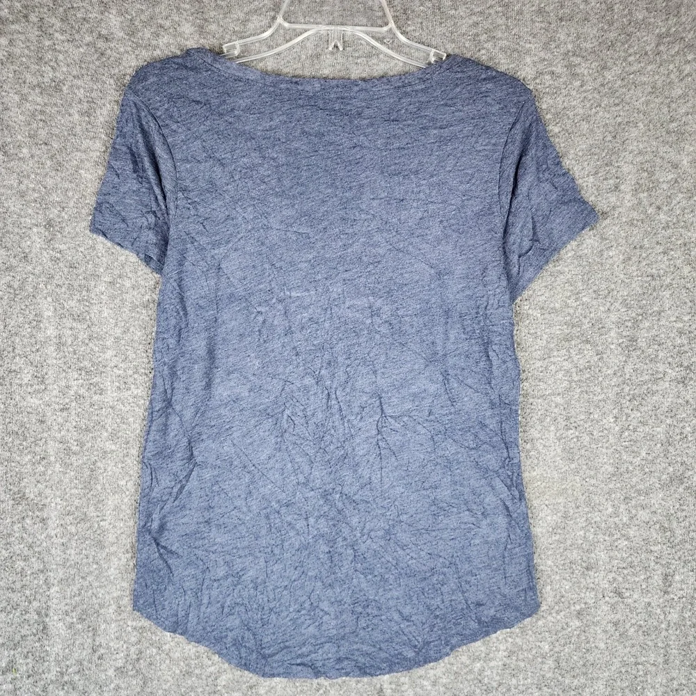 Lucky Brand Graphic Tee Womens S Ace Rose Playing Card Blue Short Sleeve EUC